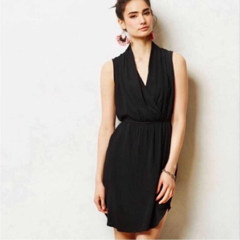 Anthropologie Maeve Libyan Shawl Dress Black Little Black Dress Minimalist